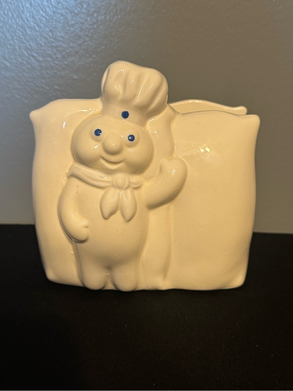 Cream Ceramic Napkin Holder with Blue Accent - Classic Chef Design